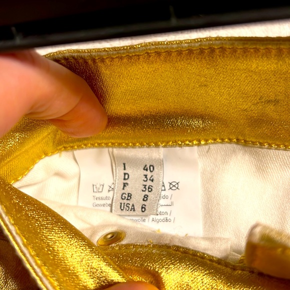 MOSCHINO. Gold Metallic Pants. Extremely Beautiful. Size 6. Made in Italy - Picture 4 of 5